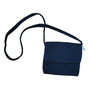 The Sak Black Crochet Crossbody Bag Shoulder Strap Travel Neutral Compact